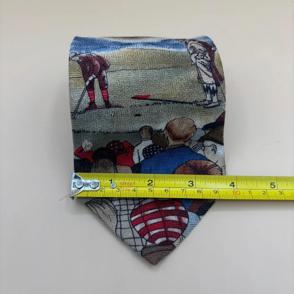 Tango by Max Raab Necktie Mens OS Green Vintage Golf Scene Silk Excellent Preppy